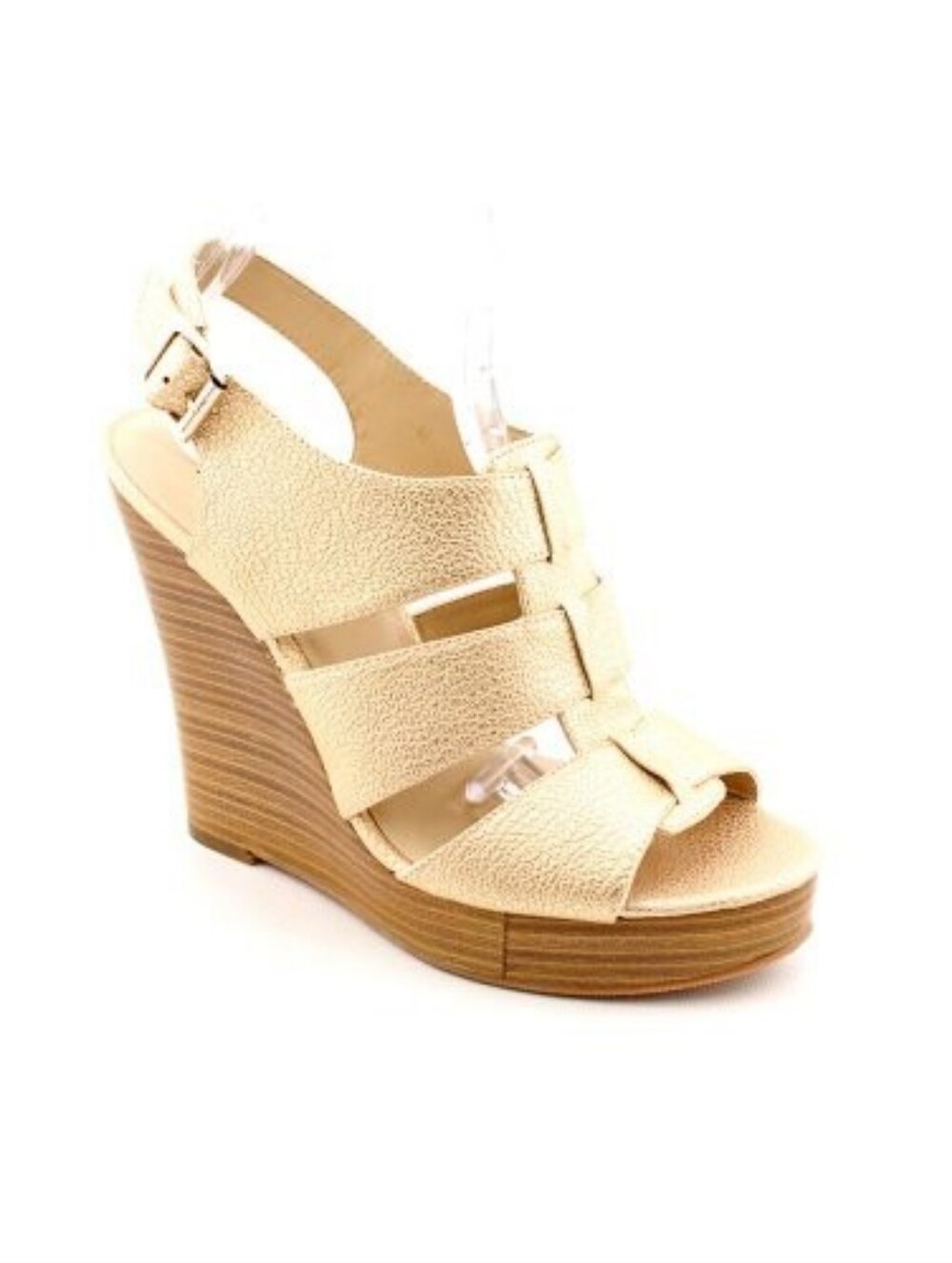 INC International Concepts metallic gold strappy platform wedge sandals 7.5